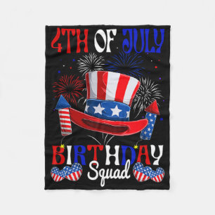 4th Of July Birthday Squad Us Flag Fireworks Patri Fleece Blanket