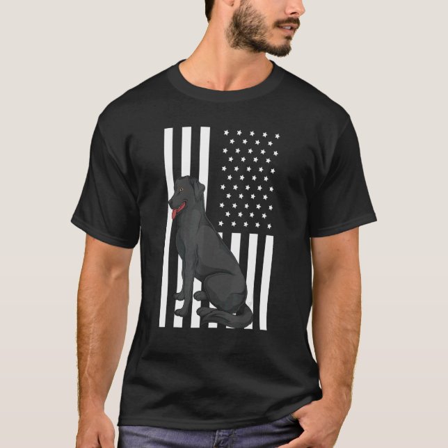 4th Of July Black Labrador  Dog Owner Us Flag Blac T-Shirt (Front)
