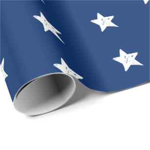 4th of July Blue and White Stars Wrapping Paper