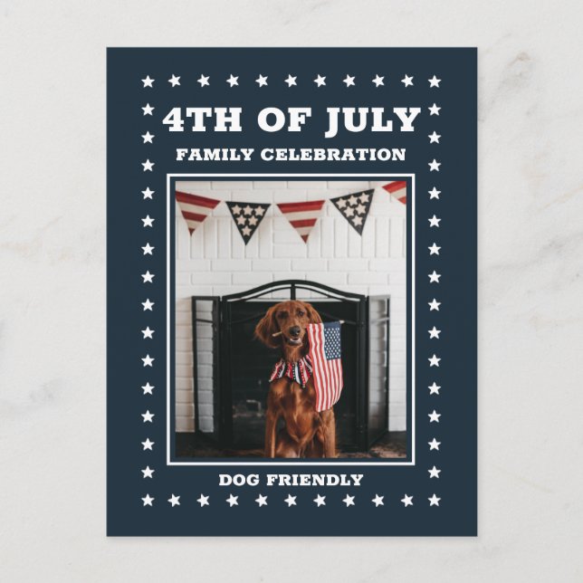 4TH OF JULY| Blue Stars | Photo | Independence Day Postcard (Front)