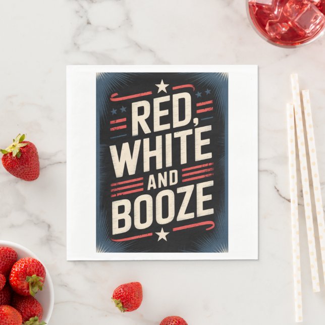 4th of July Booze Party | Red White and Booze Napkin (Insitu)