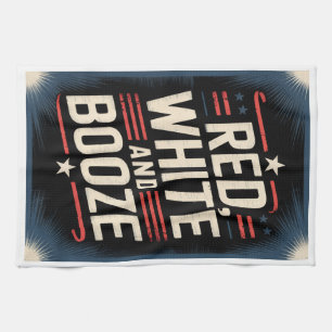 4th of July Booze Party   Red White and Booze Tea Towel