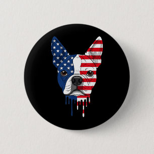 4th Of July Boston Terrier Dog Aaamerican Flag 6 Cm Round Badge