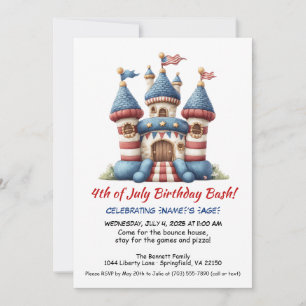 4th of July Bounce House Birthday Invitation 