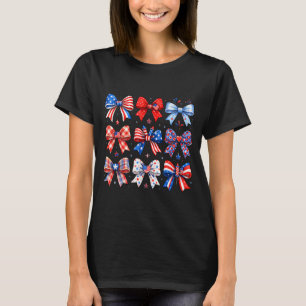4th of july bow coquette red white blue usa 250th T-Shirt
