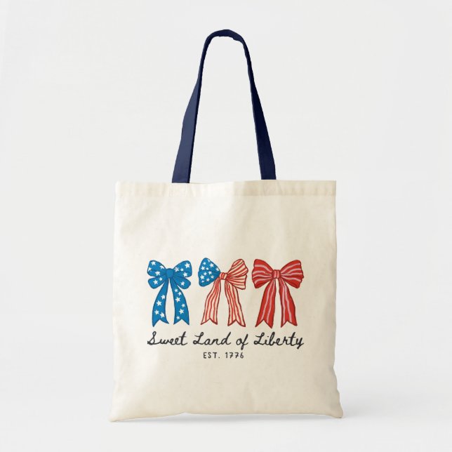 4th of July Bow Patriotic Ribbon  Tote Bag (Front)