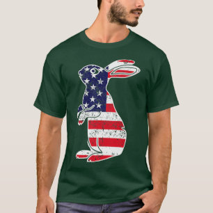 4th Of July Bunny Graphic Patriotic USA American F T-Shirt