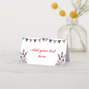 4th of July Bunting & Firecrackers Place Card