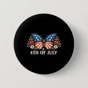 4th of July Butterfly Patriotic USA Flag Vintage 6 Cm Round Badge