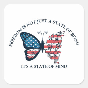 4th of July Butterfly Square Sticker