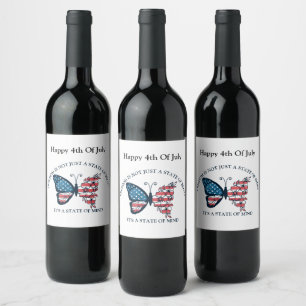 4th of July Butterfly Wine Label