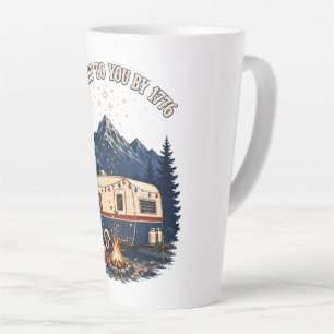 4th Of July Camping Trailer Mountains Latte Mug
