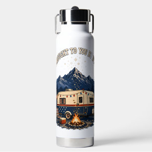 4th Of July Camping Trailer Mountains Water Bottle