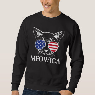 4th of July Cat American Flag Sunglasses USA Meowi Sweatshirt