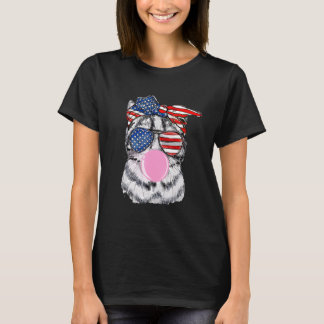 4th Of July Cat Bubblegum Sunglasses American Us F T-Shirt