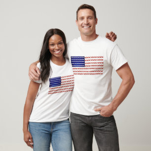 4th of July Cat Flag Red White and Blue  T-Shirt