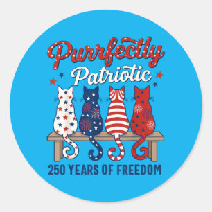 4th Of July Cat Lovers Purrfectly Patriotic 250 Classic Round Sticker