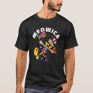 4th Of July Cat Meowica  American Flag Patriotic C T-Shirt