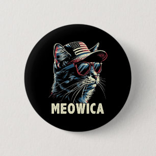 4th Of July Cat Meowica Cat Lover Usa America  6 Cm Round Badge
