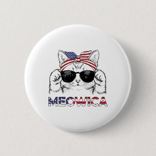 4th Of July Cat Meowica Usa Bandanna Patriot Girls 6 Cm Round Badge