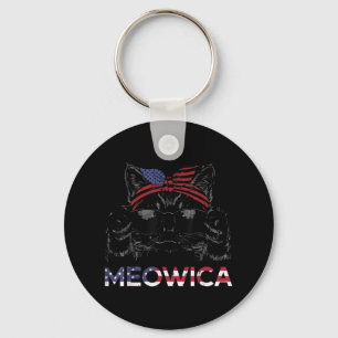 4th Of July Cat Meowica Usa Bandanna Patriot Girls Key Ring