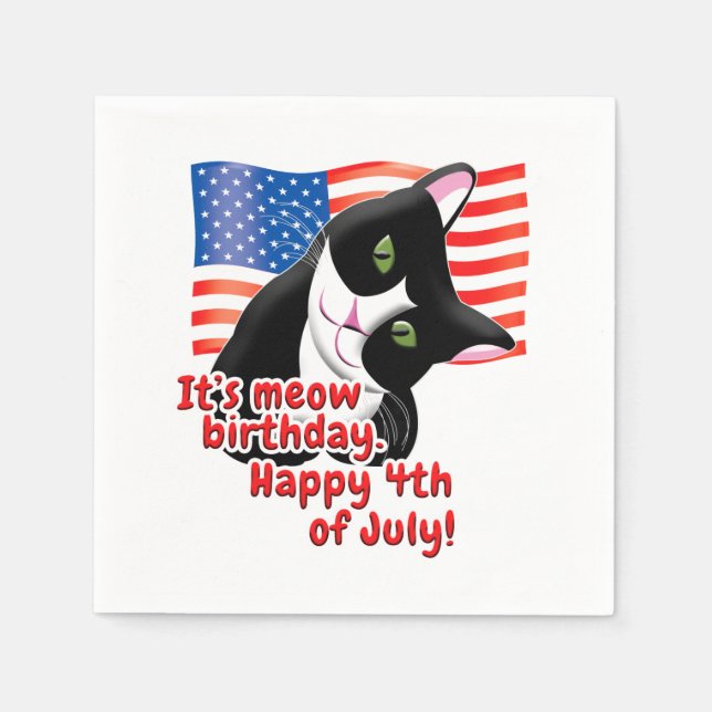 4th of July Cat Napkin (Front)