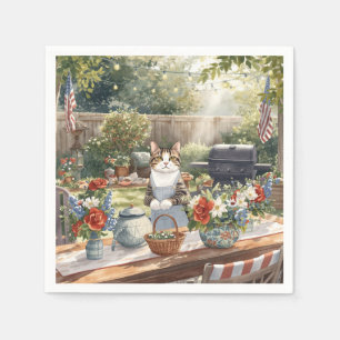 4th of July Cat Napkins Patriotic Cat Party Napkin