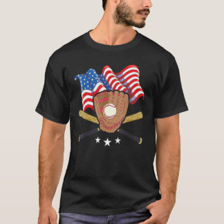 4th Of July Catcher Baseball Player US Flag Sport T-Shirt