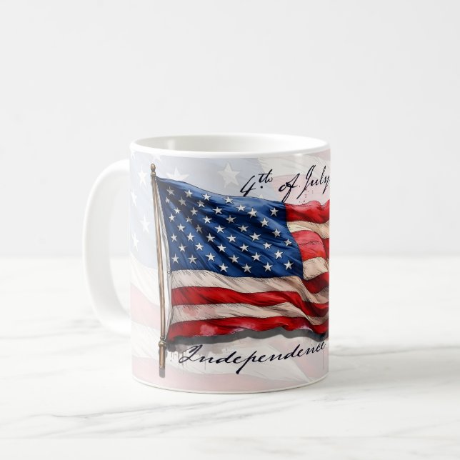4th of July – Celebrate with US Flag Coffee Mug (Front Left)
