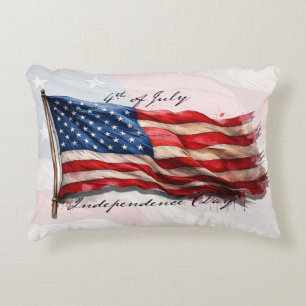 4th of July – Celebrate with US Flag Decorative Cushion