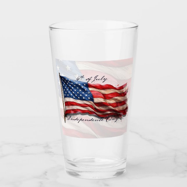 4th of July – Celebrate with US Flag Glass (Front)