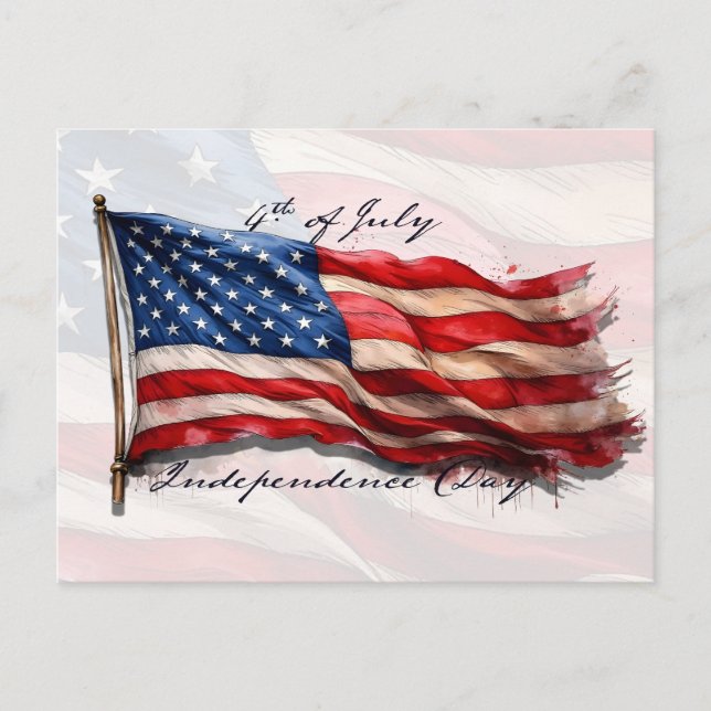 4th of July – Celebrate with US Flag Holiday Postcard (Front)