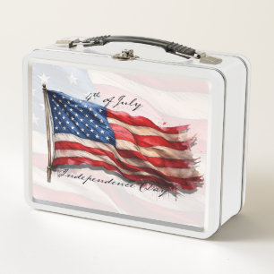 4th of July – Celebrate with US Flag Metal Lunch Box
