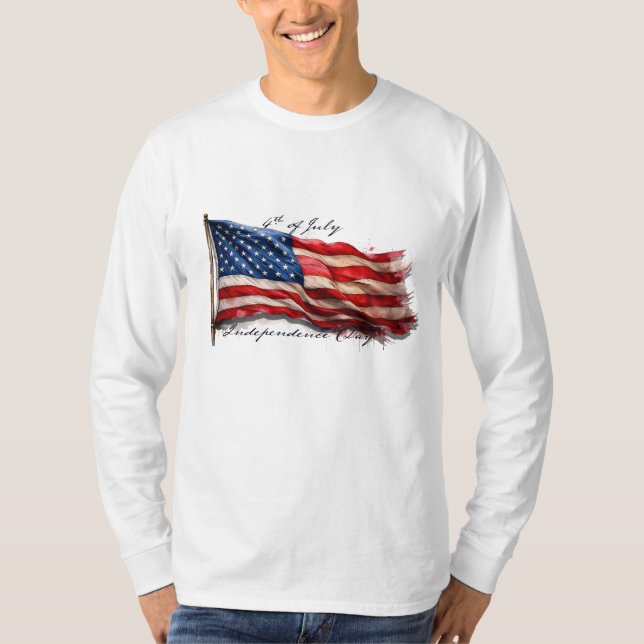 4th of July – Celebrate with US Flag T-Shirt (Front)