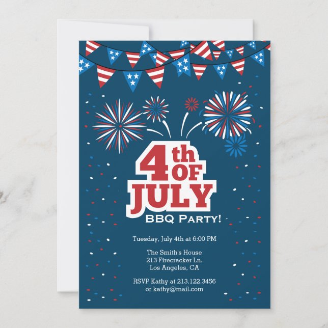 4th of July Celebration BBQ Party Invitation (Front)