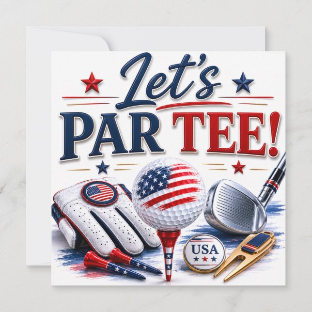 4th of July Celebration for Golfer  Invitation (Front)