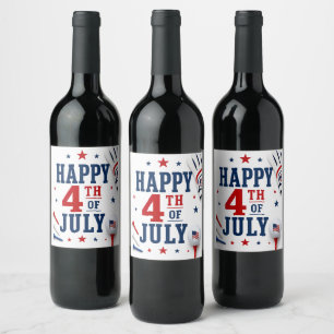 4th of July Celebration for Golfer Wine Label