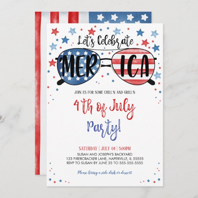 4th of July Celebration Invitation (Front/Back)