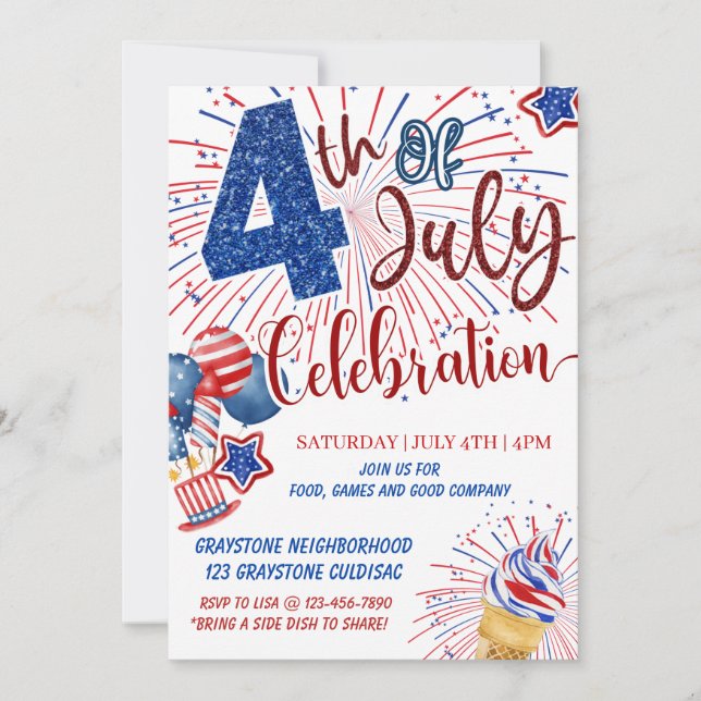4th of July Celebration Invitation (Front)