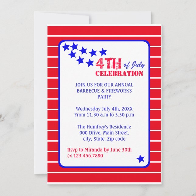 4th of July Celebration Invitation (Front)