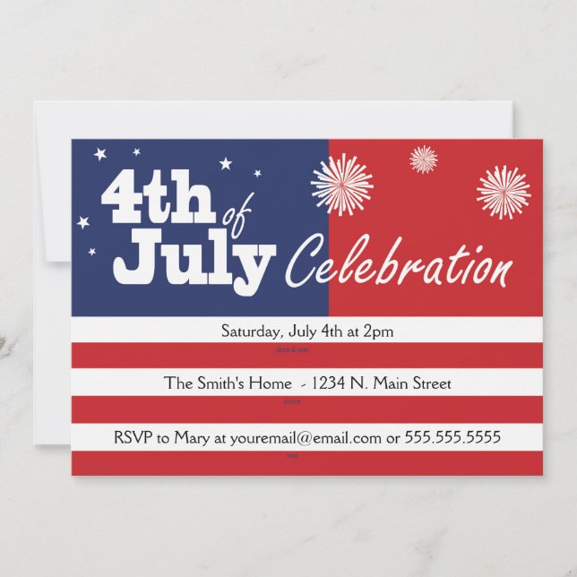 4th of July Celebration Invitations (Front)
