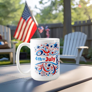 4th of July Celebration Mug with Red, White & Blue