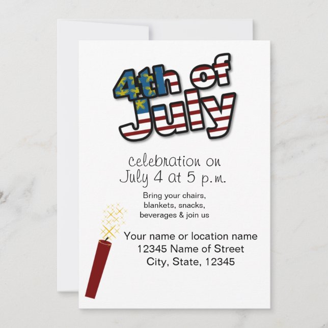4th of July Celebration Party Invitation (Front)