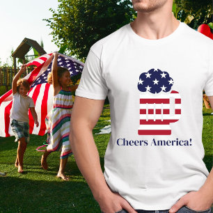 4th of July Cheers America American Flag Beer Mug  T-Shirt
