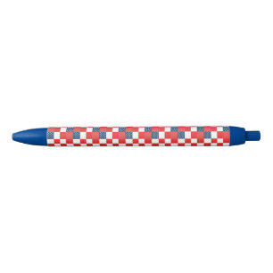 4th of July Chequerboard Patriotic Stars and Strip Black Ink Pen