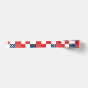 4th of July Chequerboard Patriotic Stars and Strip Satin Ribbon