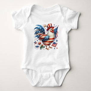 4th of July Chicken Clipart-61531 Baby Bodysuit