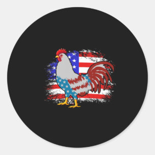 4th Of July Chicken Dad Shirt, American Flag Chick Classic Round Sticker