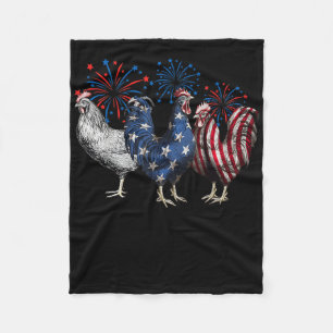 4th Of July Chicken Patriotic Mum Farm  Fleece Blanket