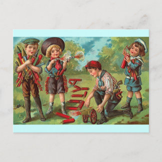 4th of July - Children Fireworks Postcard
